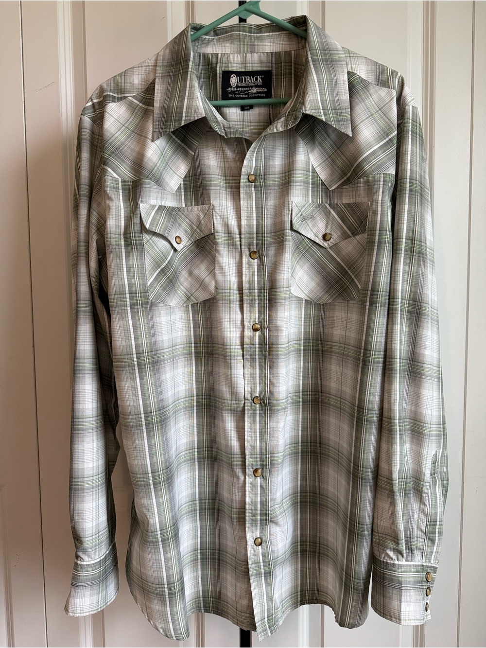 Outback Trading Co Plaid Western Pearl Snap Shirt L